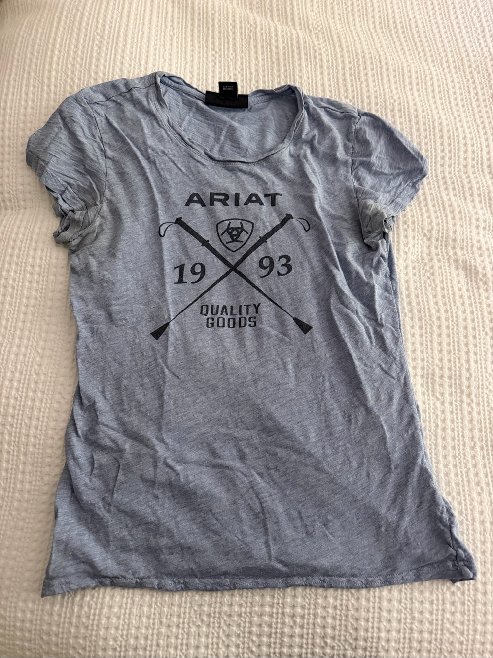 Ariat Light Blue Tee with Black Logo Accent